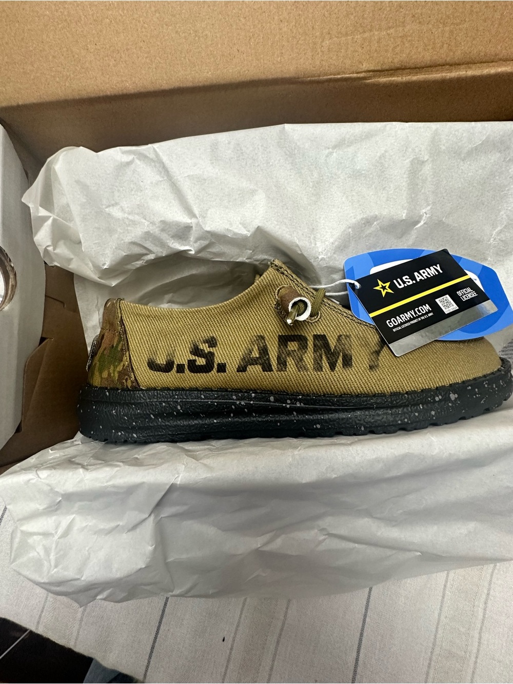 U.S. Army Olive Green Slip-On Sneakers with Black Sole